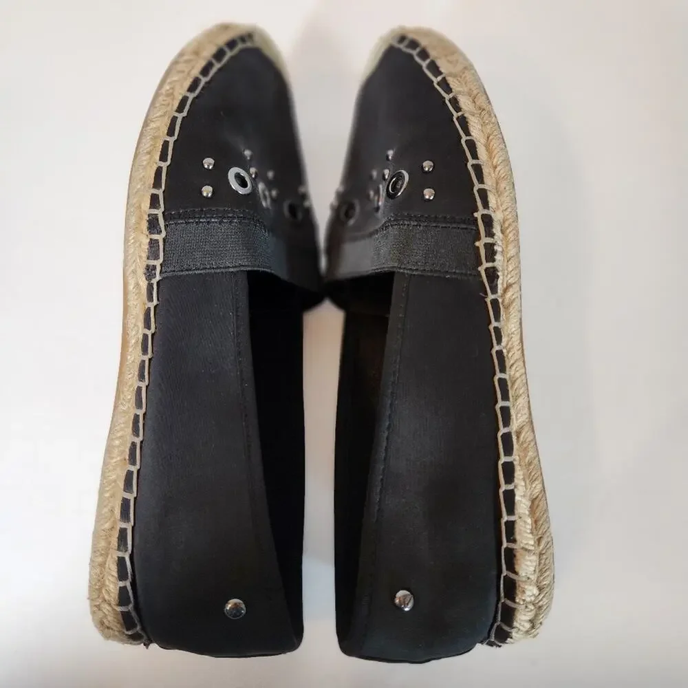 SIMPLY VERA VERA WANG Black Satin Espadrille Grommet Detail Womens 9M FLAWED